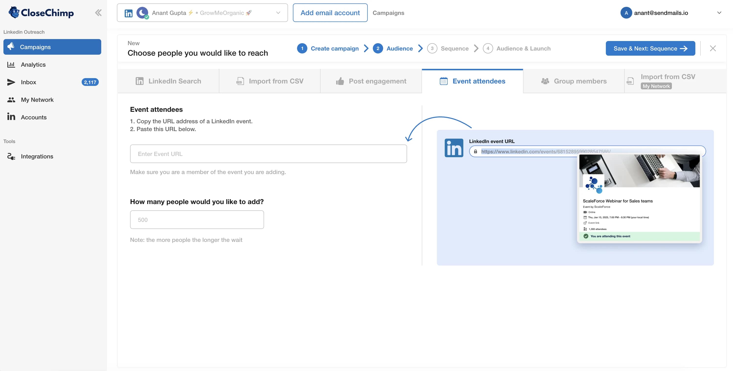 Event attendee follow-up campaign